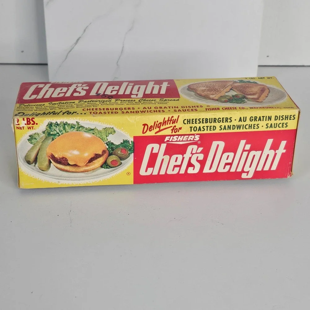 Vintage Fisher Cheese Co. Chef's Delight Empty Cardboard 2‎ lb Cheese Box